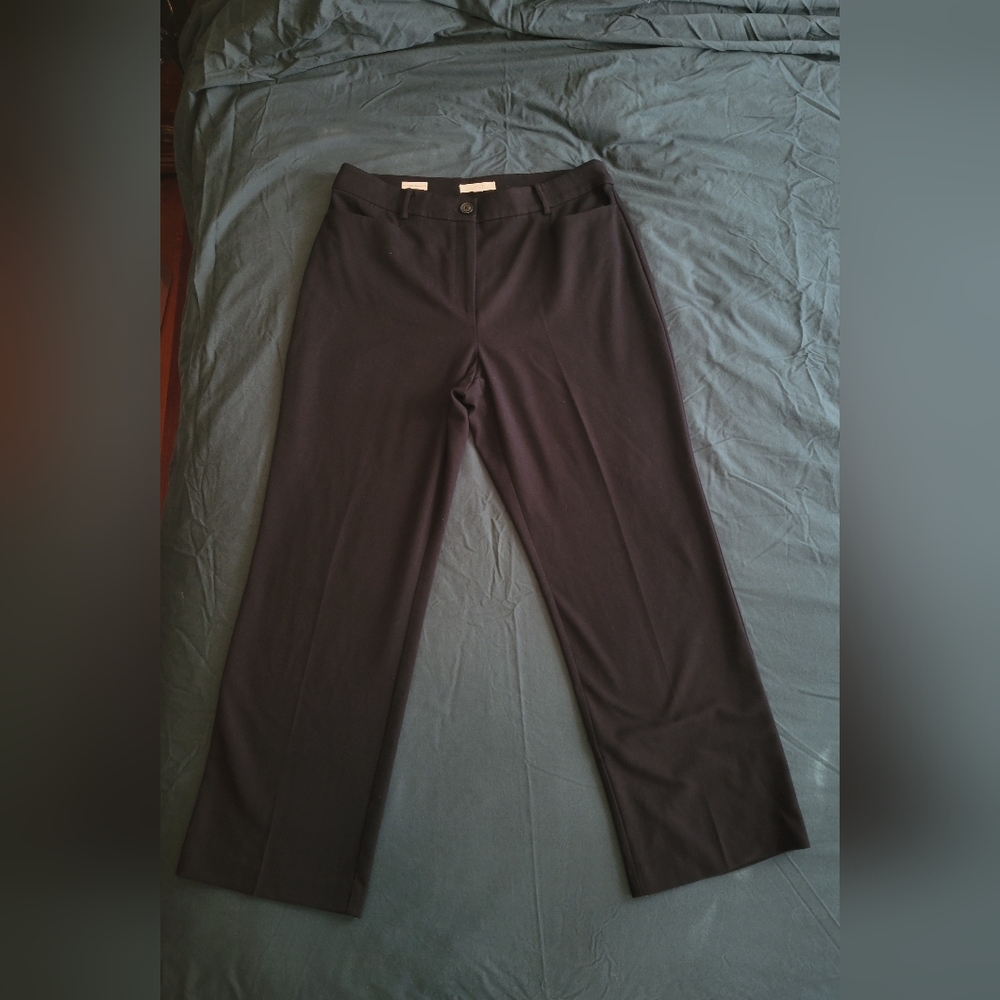 Loft Curvy Straight Trouser Twill Dress Pants | Black | 14